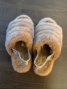 UGG Chestnut Fluff Quilted Slide with Branded Strap Size 7 Womens